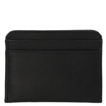Embroidered Logo Sense Card Holder In Soft Leather