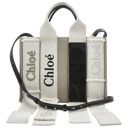 ChloÃ©, Sand Linen Woody Small Logo Tote