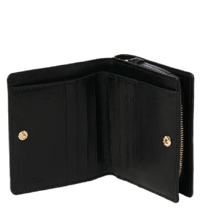 Soft Leather Logo Embroidered Sense Compact Wallet