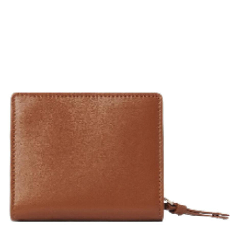 Soft Leather Logo Embroidered Sense Compact Wallet