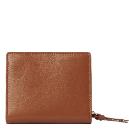 Soft Leather Logo Embroidered Sense Compact Wallet