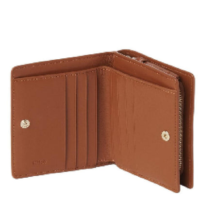 Soft Leather Logo Embroidered Sense Compact Wallet