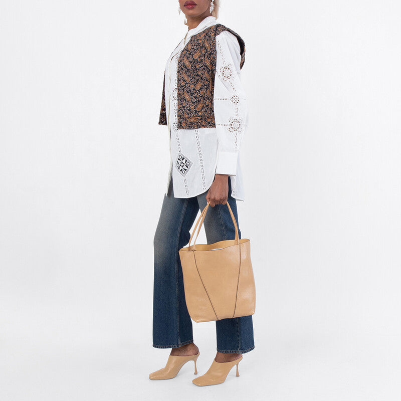 Spin Tote Bag In Grained Leather