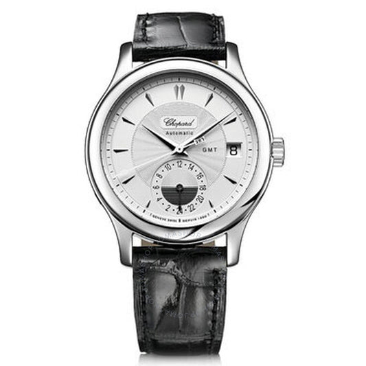 شوبارد، ساعة LUC Classic GMT أوتوماتيكية للرجال بمينا فضي