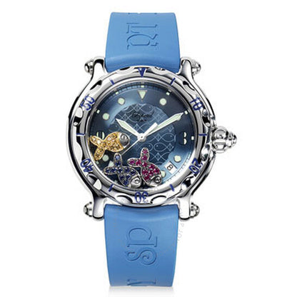Chopard, Happy Beach Blue Diamond Blue Rubber Ladies Watch