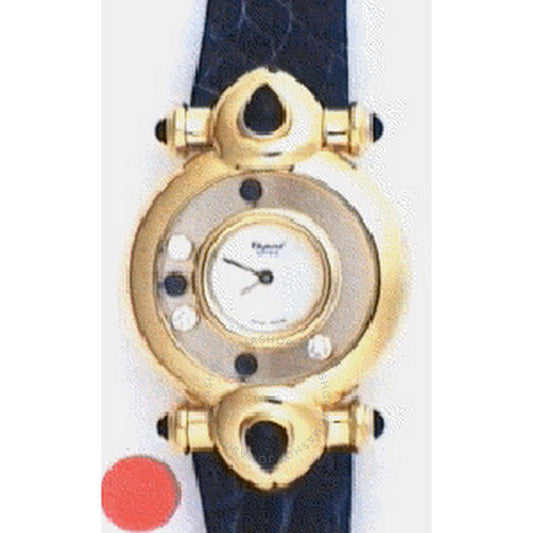 شوبارد، ساعة هابي دايموندز للسيدات بمينا من الألماس العائم والياقوت الذهبي