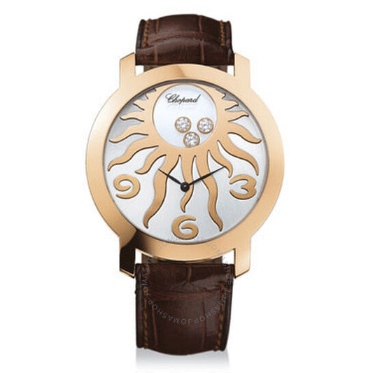 شوبارد، ساعة نسائية من الذهب الوردي عيار 18 قيراطًا، مصنوعة من الألماس السعيد، وميناء من عرق اللؤلؤ