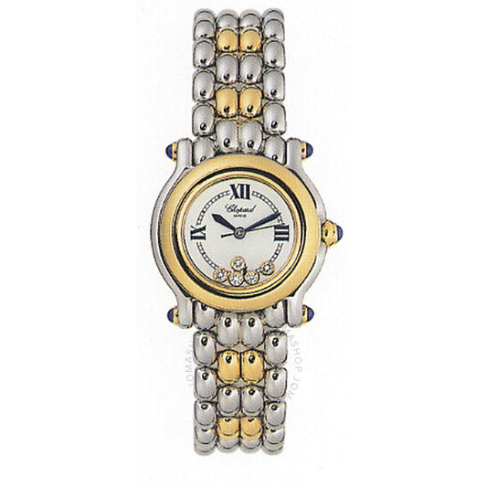 شوبارد، ساعة هابي سبورت دايموند للسيدات من الذهب الأصفر عيار 18 قيراطًا والفولاذ