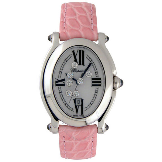 شوبارد، ساعة هابي سبورت دايموند ستيل من عرق اللؤلؤ باللون الوردي للسيدات 27/8937-23