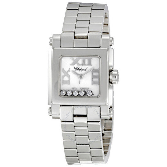 Chopard, Happy Sport Square Steel Diamond Ladies Watch