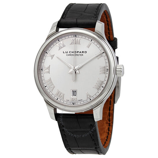 Chopard, L.U.C. 1937 Classic Automatic Silver Dial Black Leather Men's Watch