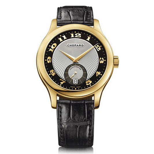 Chopard, L.U.C. Classic Black and Silver Guilloche Automatic 18 kt Yellow Gold Men's Watch