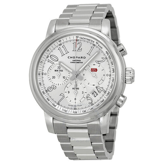 شوبارد، ساعة ميلي ميليا كرونوغراف ميكانيكية للرجال بمينا فضية من الفولاذ المقاوم للصدأ