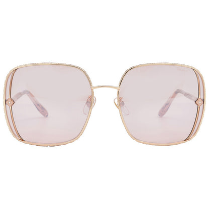 Pink Silver Mirror Square Ladies Sunglasses