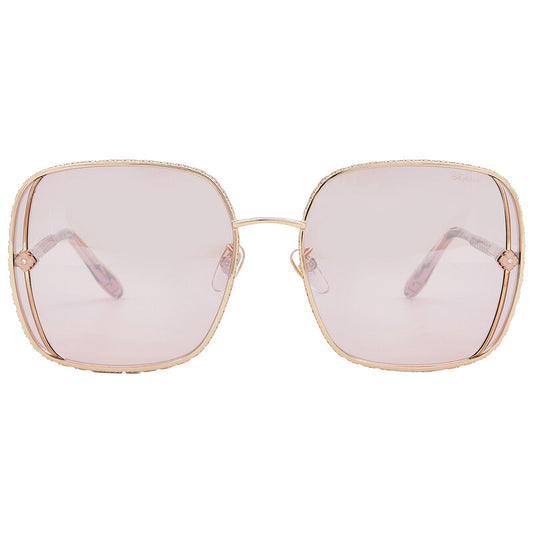 Pink Silver Mirror Square Ladies Sunglasses