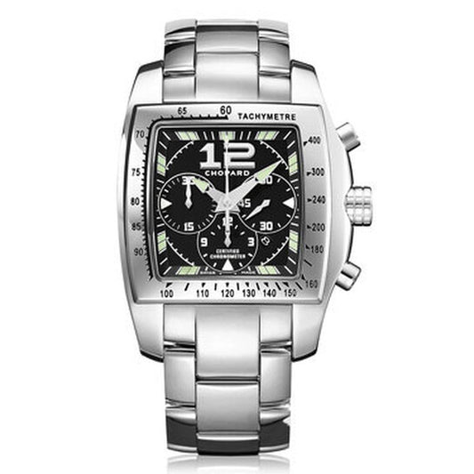 شوبارد، ساعة تو أو تن أوتوماتيكية كرونوغراف بمينا سوداء من الفولاذ للسيدات