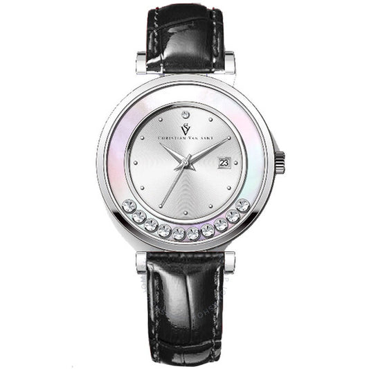 ساعة كريستيان فان سانت بريا كوارتز بمينا فضية للنساء