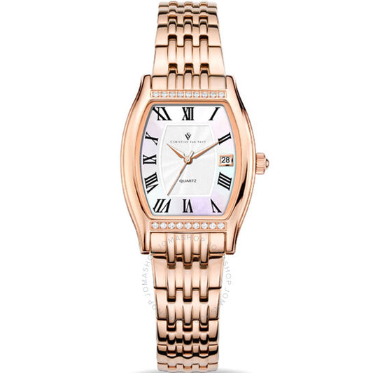 ساعة جيما كوارتز بمينا بيضاء للنساء من كريستيان فان سانت