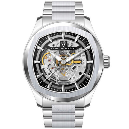 ساعة كريستيان فان سانت روميو أوتوماتيكية للرجال بمينا أسود