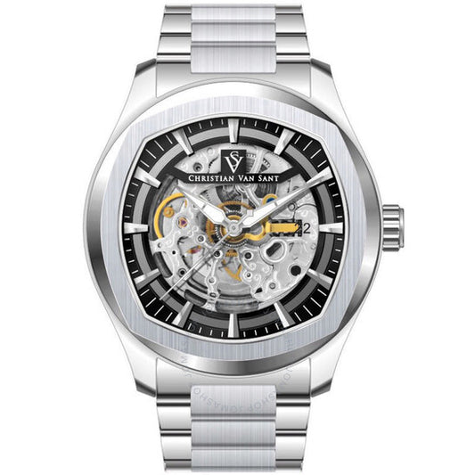 ساعة كريستيان فان سانت روميو أوتوماتيكية للرجال بمينا أسود