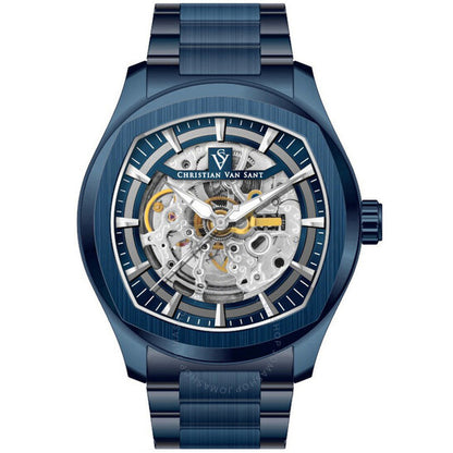 ساعة روميو أوتوماتيكية للرجال بمينا أزرق من كريستيان فان سانت