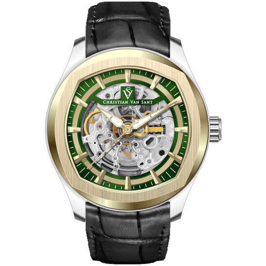 ساعة روميو أوتوماتيكية للرجال بمينا أخضر من كريستيان فان سانت