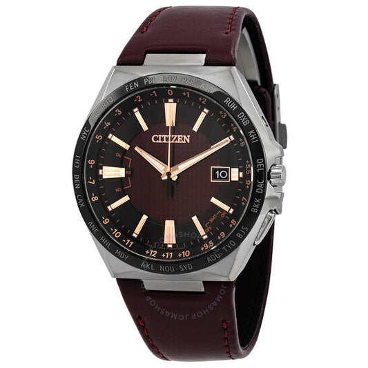 Citizen, Attesa Perpetual World Time Burgundy Dial Men's Watch