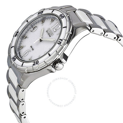 ساعة سيتيزن إيكو درايف سيراميك للسيدات بمينا أبيض من الألماس