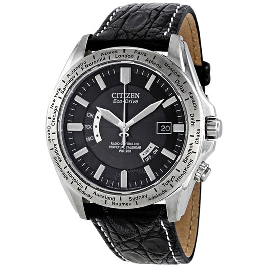 Citizen, Eco Drive Atomic Radio Black Dial Genunine Leather Men's Watch