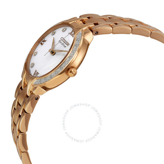 ساعة سيتيزن إيكو درايف بيلا للسيدات باللون الذهبي ومرصعة بالألماس