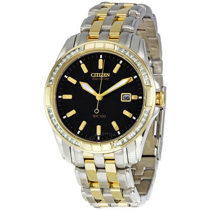 Citizen, Eco Drive Black Dial Two Tone Men's Watch