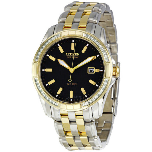 Citizen, Eco Drive Black Dial Two Tone Men's Watch