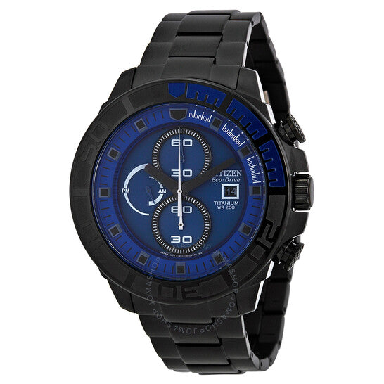 Citizen, Eco Drive Blue Dial Black Titanium Men's Watch