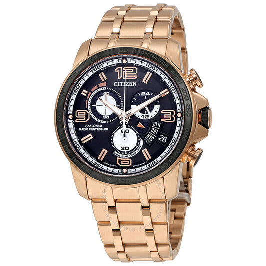 Citizen, Eco Drive Chrono Time A-T Black Dial Gold-tone Men's Watch