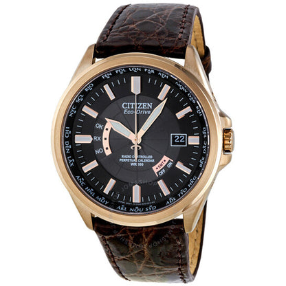 Citizen, Eco-drive Black Dial Brown Leather Men Watch