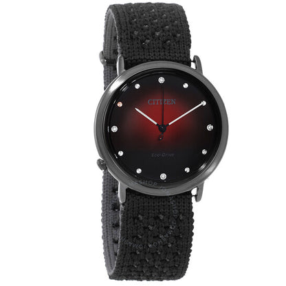 ساعة سيتيزن إيكو درايف كريستال سوداء للنساء