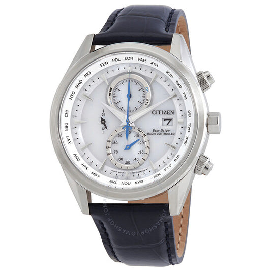 Citizen, Eco-Drive Perpetual Alarm World Time Chronograph GMT White Dial Men's Watch