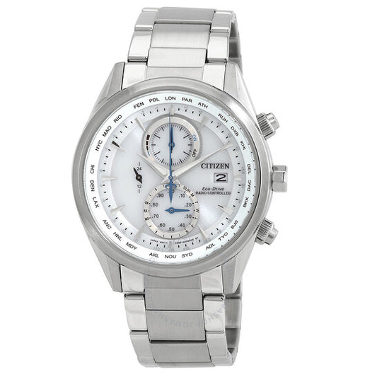 Citizen, Eco-Drive Perpetual Alarm World Time Chronograph GMT White Dial Men's Watch