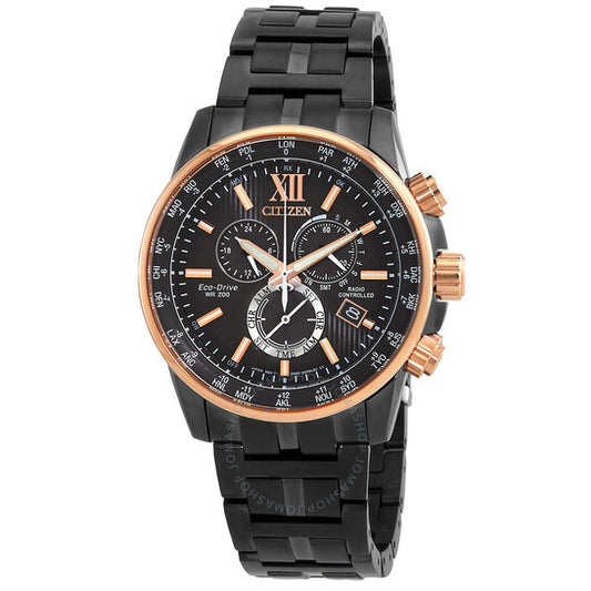 Citizen, Eco-Drive Perpetual World Time Chronograph GMT Black Dial Men's Watch