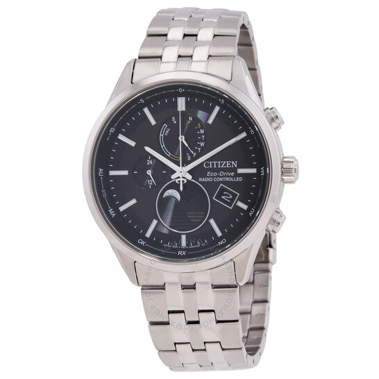 Citizen, Eco-Drive Radio-Controlled Moon Phase Black Dial Men's Watch