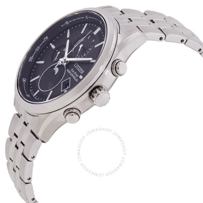 Citizen, Eco-Drive Radio-Controlled Moon Phase Black Dial Men's Watch