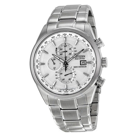 Citizen, Eco-Drive World Chronograph A-T White Dial Stainless Steel Men's Watch
