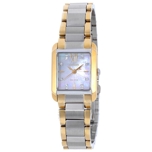 ساعة سيتيزن إل بيانكا للسيدات بمينا من عرق اللؤلؤ الأبيض