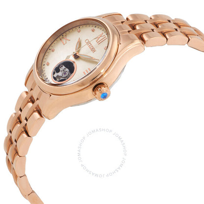 ساعة سيتيزن لونا أوتوماتيكية للسيدات بمينا ذهبي