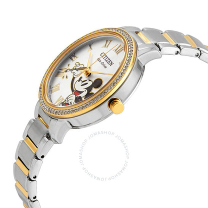 Citizen, Mickey Mouse Eco-Drive Crystal Silver Dial Ladies Watch
