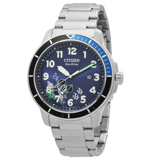 Citizen, Mickey Water Sport Eco-Drive Blue Dial Batman Bezel Men's Watch