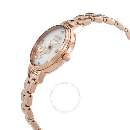 ساعة سيتيزن ميني ماوس للسيدات بمينا فضية مرصعة بالألماس