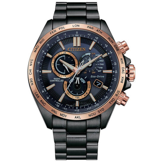 Citizen, Perpetual Alarm World Time Chronograph GMT Eco-Drive Blue Dial Men's Watch