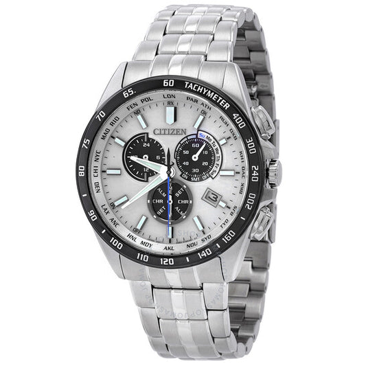 Citizen, Perpetual Alarm World Time Chronograph GMT Silver Dial Men's Watch