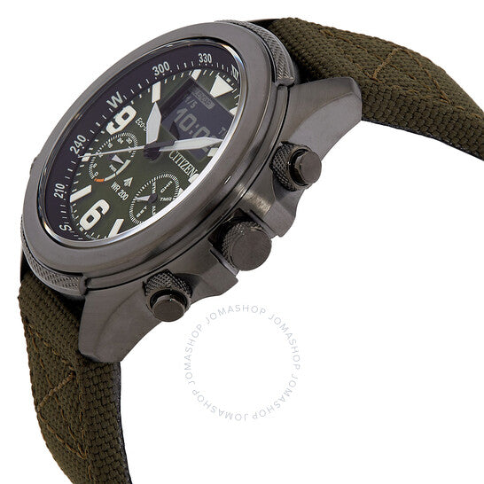 ساعة سيتيزن، بروماستر لاند أنالوج-رقمية للرجال بمينا أخضر